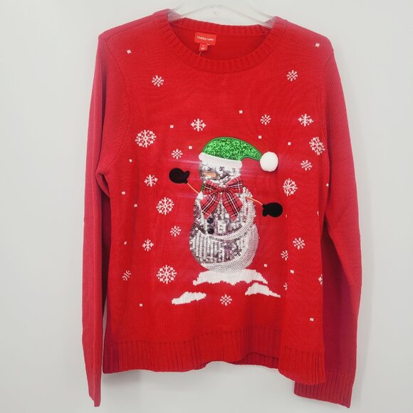 Holiday Lane Women's Sequined Snowman Crewneck Sweater - Picture 7 of 8